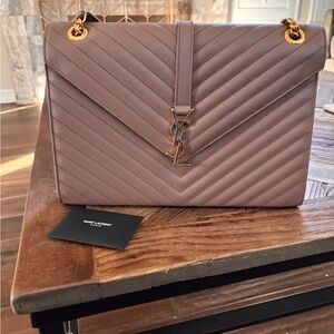 Large Chevron Monogram Satchel